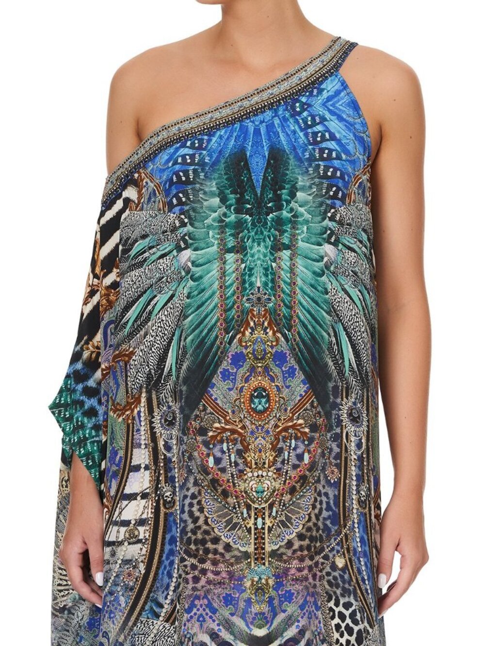NWOT Camilla One-Shoulder Kaftan Animal Army S/M $649 - Picture 3 of 11